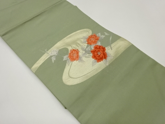 JAPANESE NAGOYA OBI / WOVEN PEONY